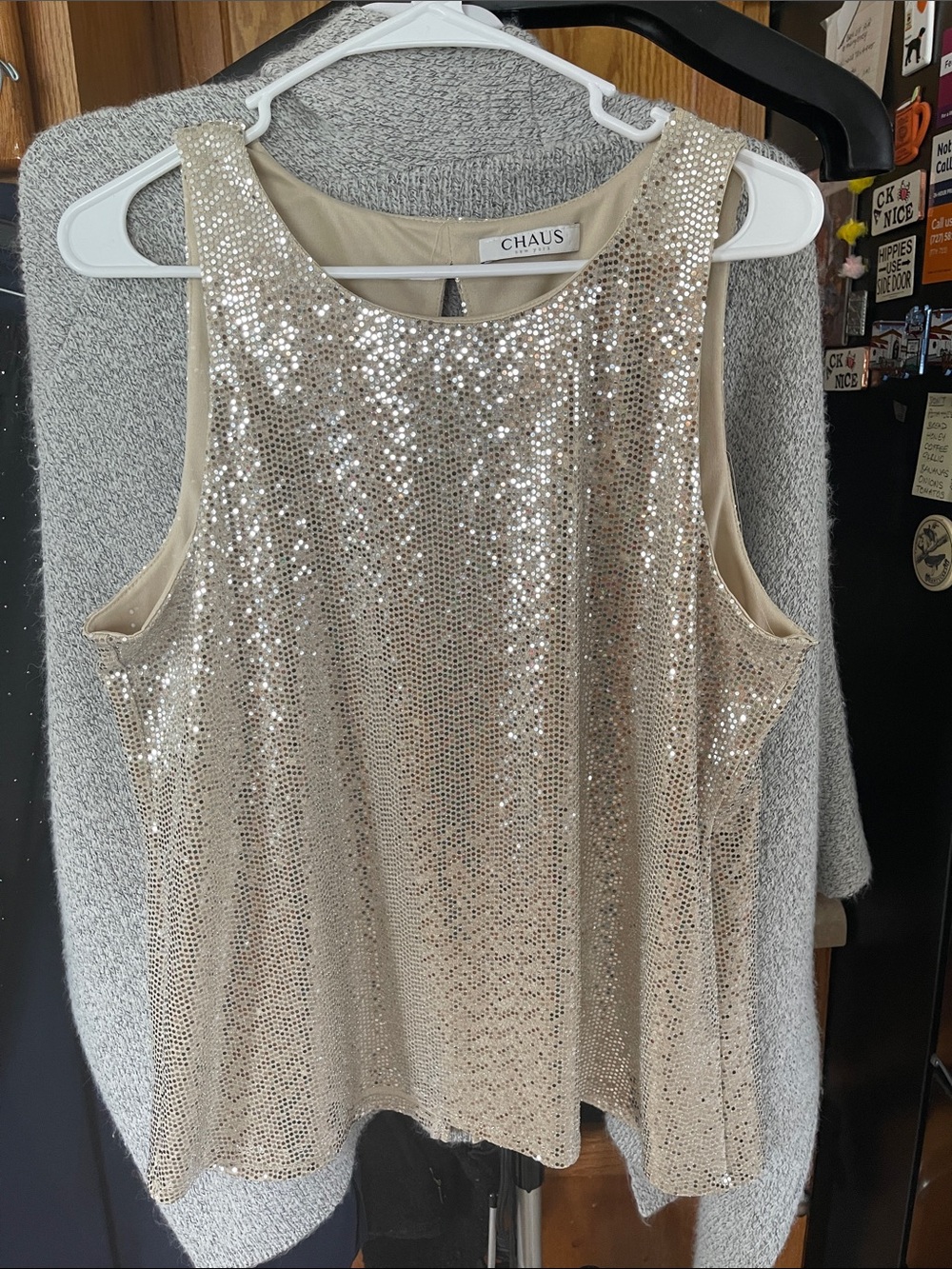 Chaus Sequined Sparkly Sleeveless Top Medium